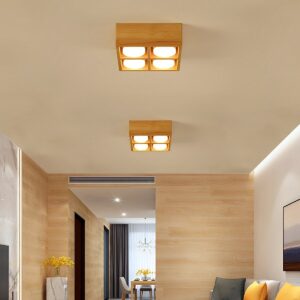Alternative view of Modern Minimalist Wood Square LED Indoor Ceiling Spot Light